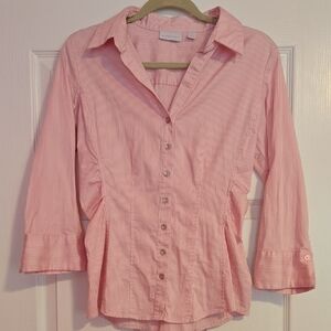 Elegant Pink Striped Women's Button-Down Shirt